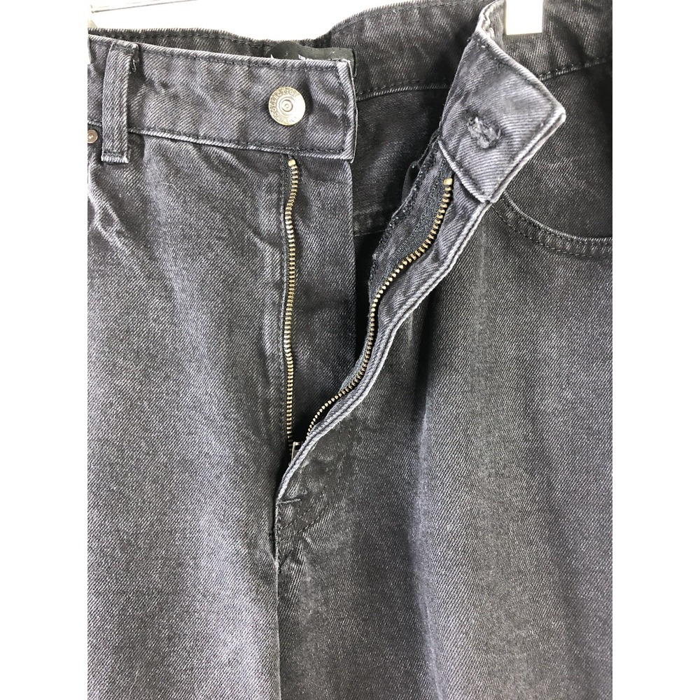 ZARA Womens 10 Black Denim Mom Jeans Snap Cuff Hem Detail Tapered - Picture 5 of 9